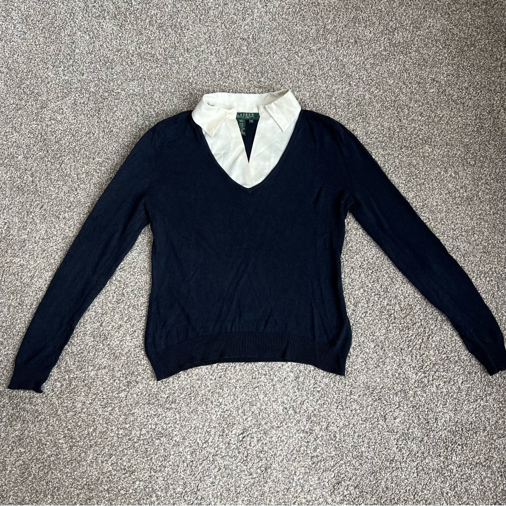 Lauren Ralph Lauren Black and Cream Blouse